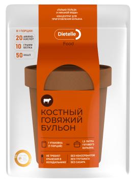 Dietelle, Пептидный костный бульон говяжий, порошок, 105 г