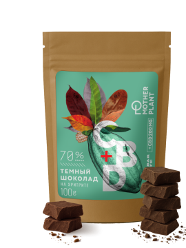 MotherPlant, Тёмный шоколад на эритрите (70% какао, 200 мг CBD), 100 г