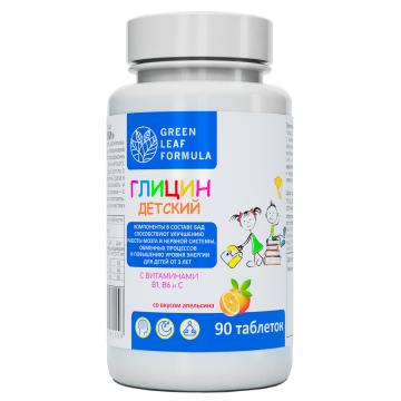 Green Leaf Formula, Глицин, со вкусом апельсина, таблетки, 90 шт.